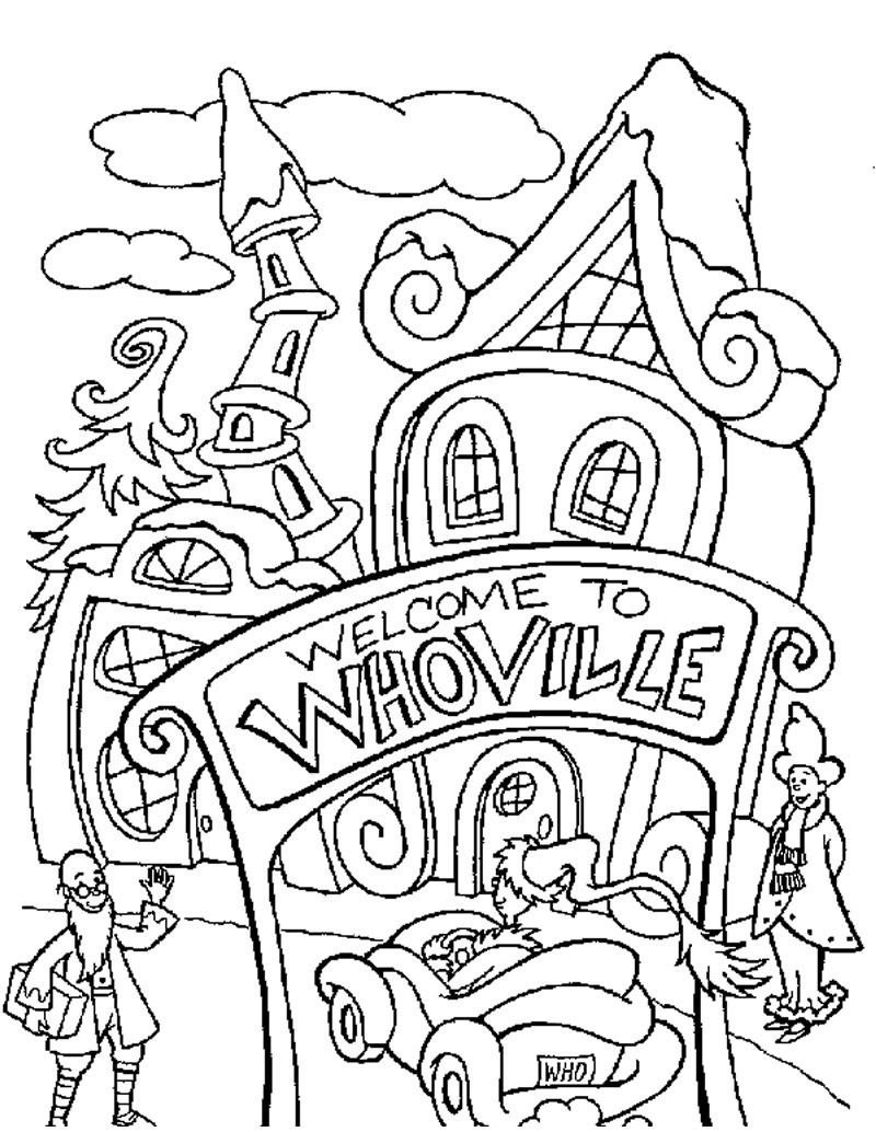 Grinch Coloring Pages Printable
 Whoville coloring pages Hellokids
