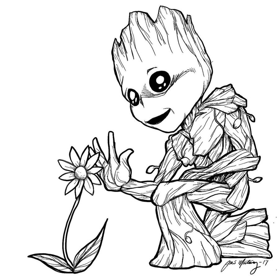 Groot Coloring Pages
 Groot Drawing at GetDrawings