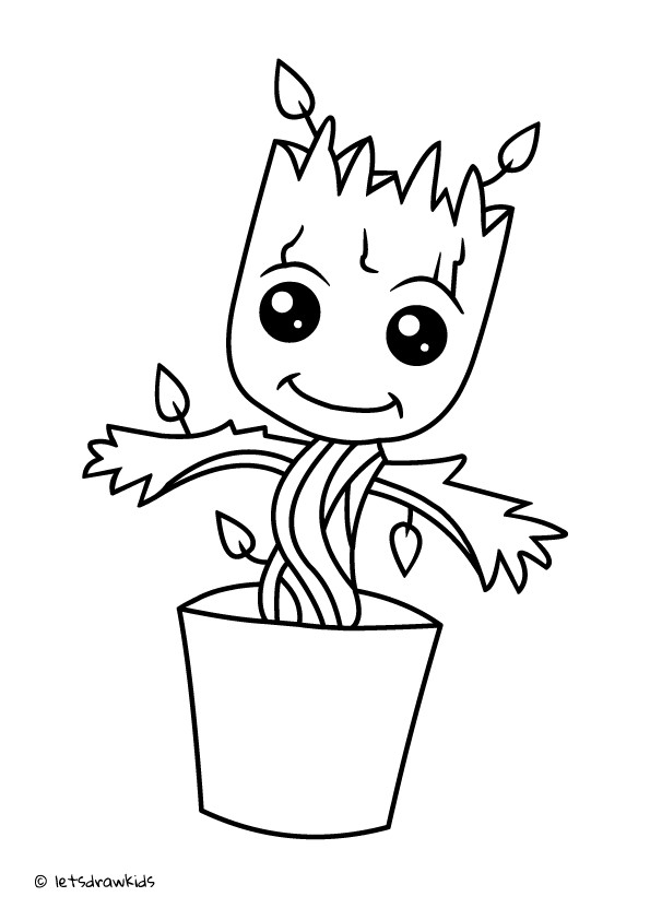 Groot Coloring Pages
 Coloring page for kids Baby Groot letsdrawkids