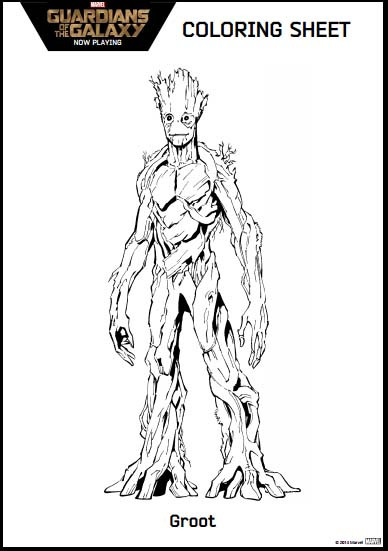 Groot Coloring Pages
 Guardians of the Galaxy Coloring Pages and activity kit