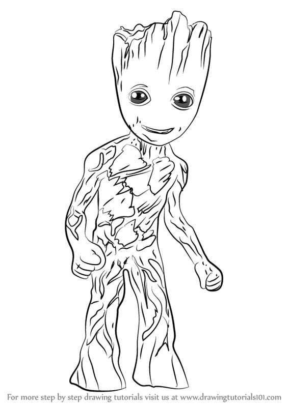 Groot Coloring Pages
 Learn How to Draw Baby Groot Marvel ics Step by Step