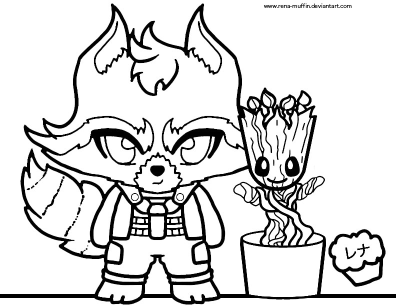 Groot Coloring Pages
 Rocket and Groot coloring sheet by Rena Muffin on DeviantArt