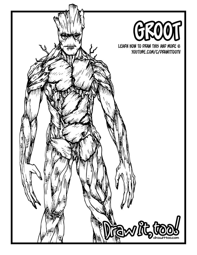 Groot Coloring Pages
 Groot Guardians of the Galaxy Tutorial