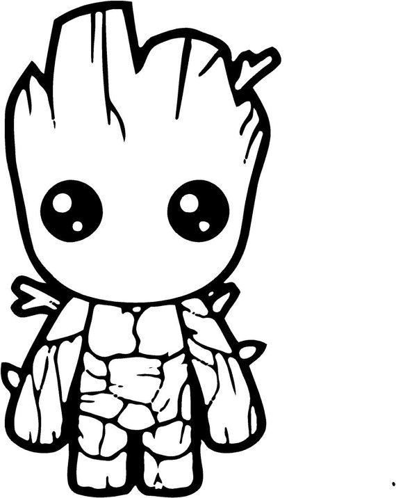 Groot Coloring Pages
 Chibi Groot GOTG Vinyl Decal Die Cut Sticker Image by