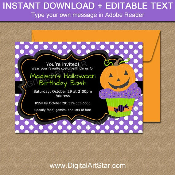 Halloween 1St Birthday Invitations
 Pumpkin BIRTHDAY Invitation Halloween Birthday Invitation