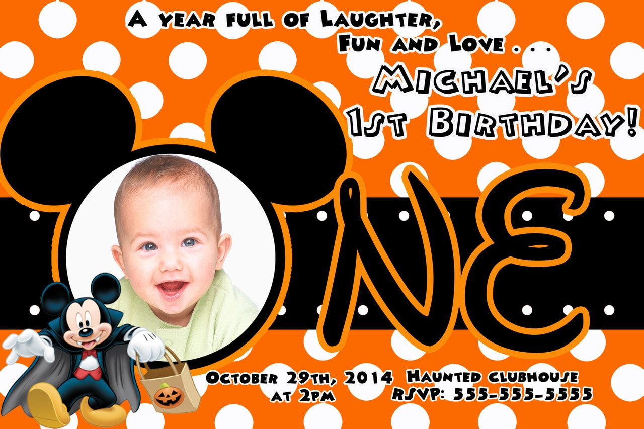 Halloween 1St Birthday Invitations
 Disney Mickey Halloween 1st Birthday Invitations