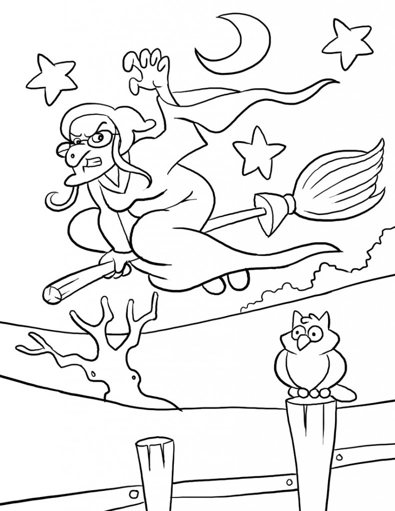 Halloween Fench Coloring Pages For Toddlers
 Free Printable Witch Coloring Pages For Kids