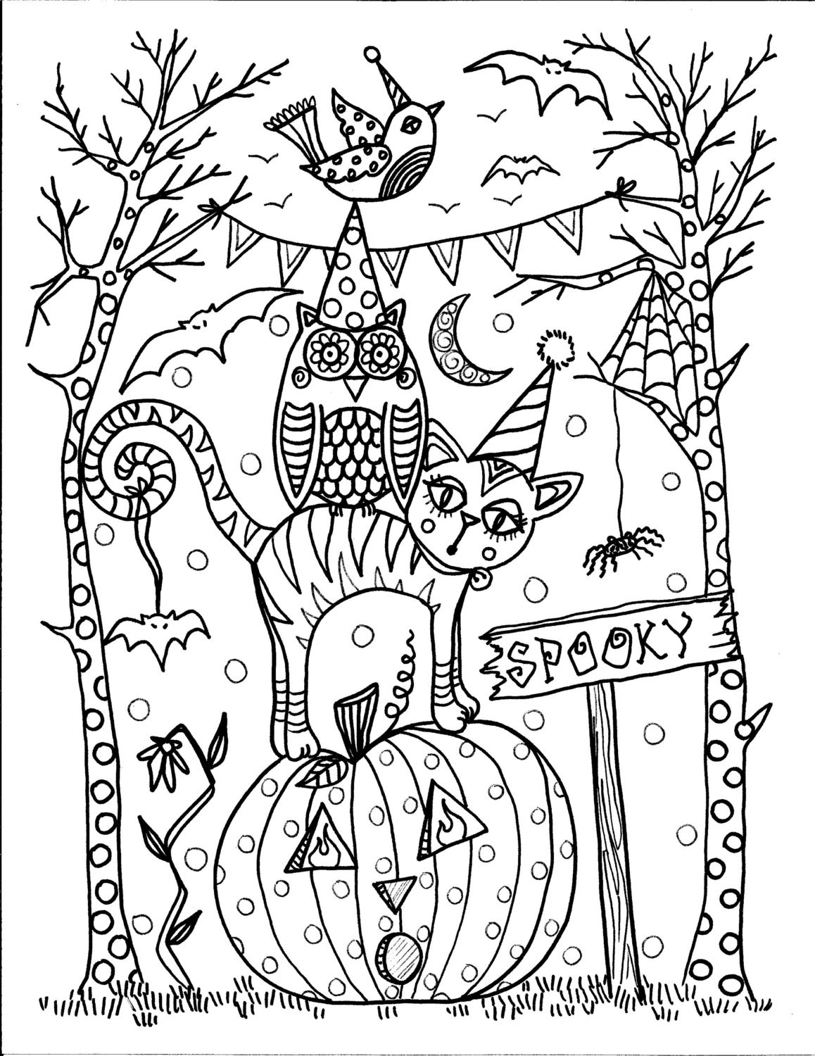 Halloween Fench Coloring Pages For Toddlers
 5 pages Instant Download Halloween Coloring pages 5