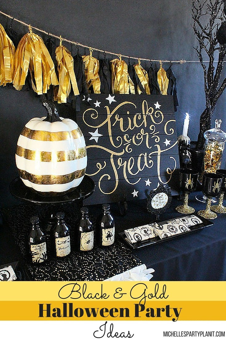 Halloween Ideas For Party
 Black and Gold Halloween Party Ideas Michelle s Party