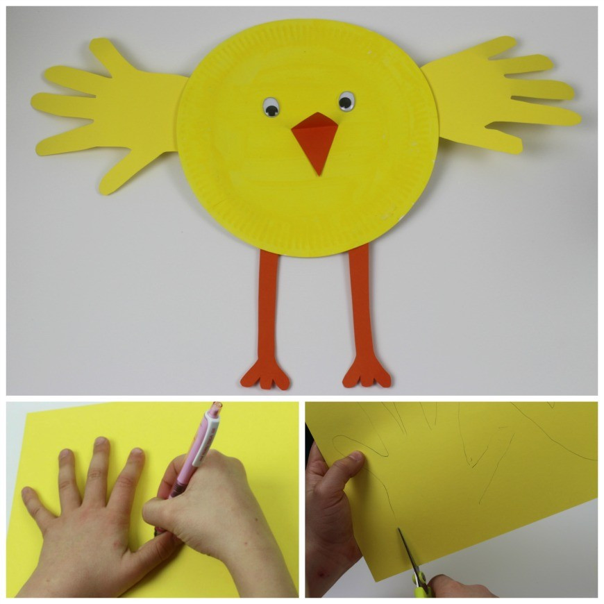 Hand Craft For Kids
 Paper plate hand print chick Mum In The Madhouse