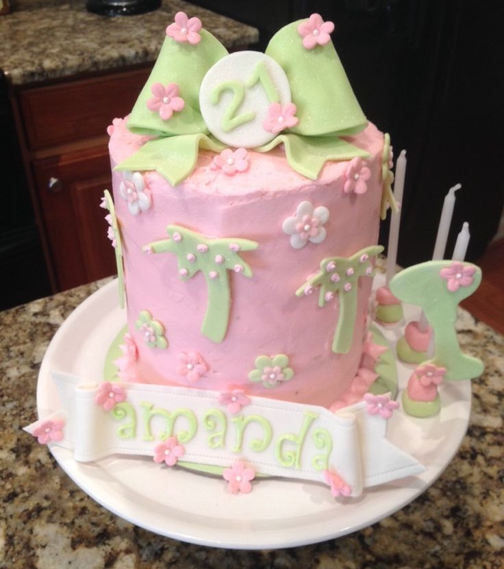 Happy Birthday Amanda Cake
 "Lilly Pulizer" inspired birthday cake Six layer lemon