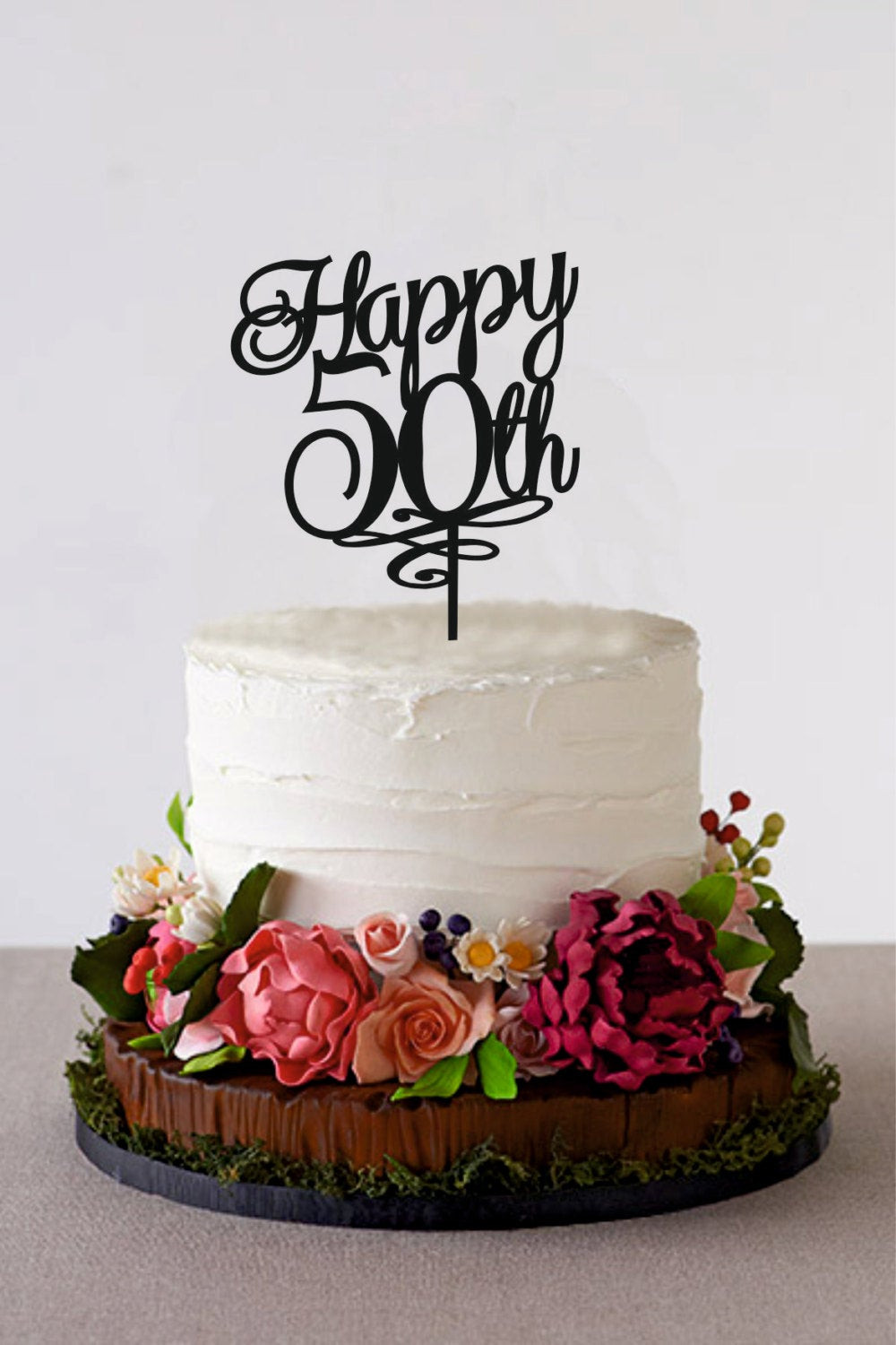 Happy Birthday Cake Decorations
 Happy 50th Birthday Cake Topper 50 Years by HolidayCakeTopper