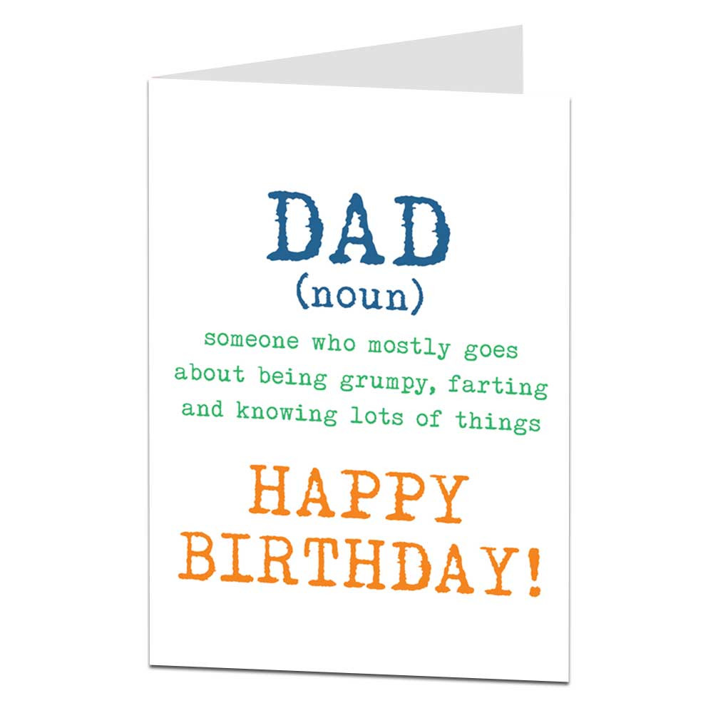 Happy Birthday Card For Father
 Dad Definition Grumpy Farting Funny Birthday Card