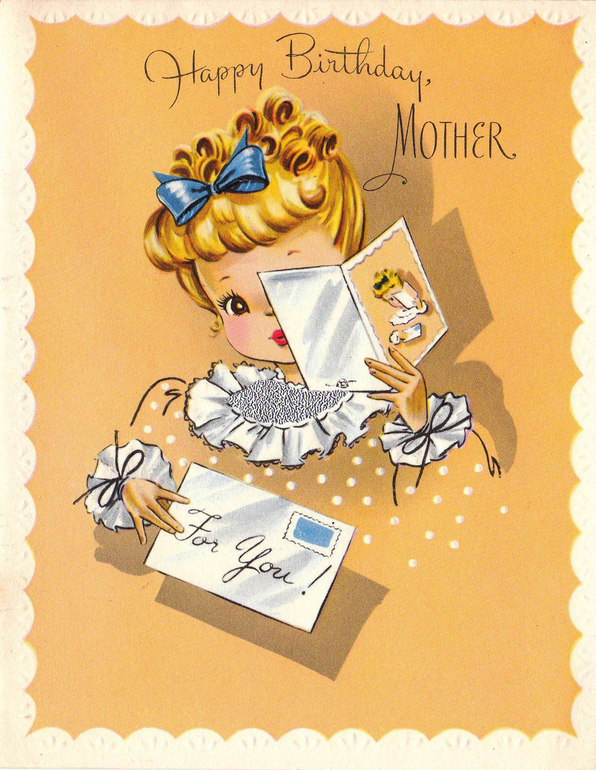 Happy Birthday Card For Mom
 Vintage 1950s UNUSED Happy Birthday Mother Greetings Card B4