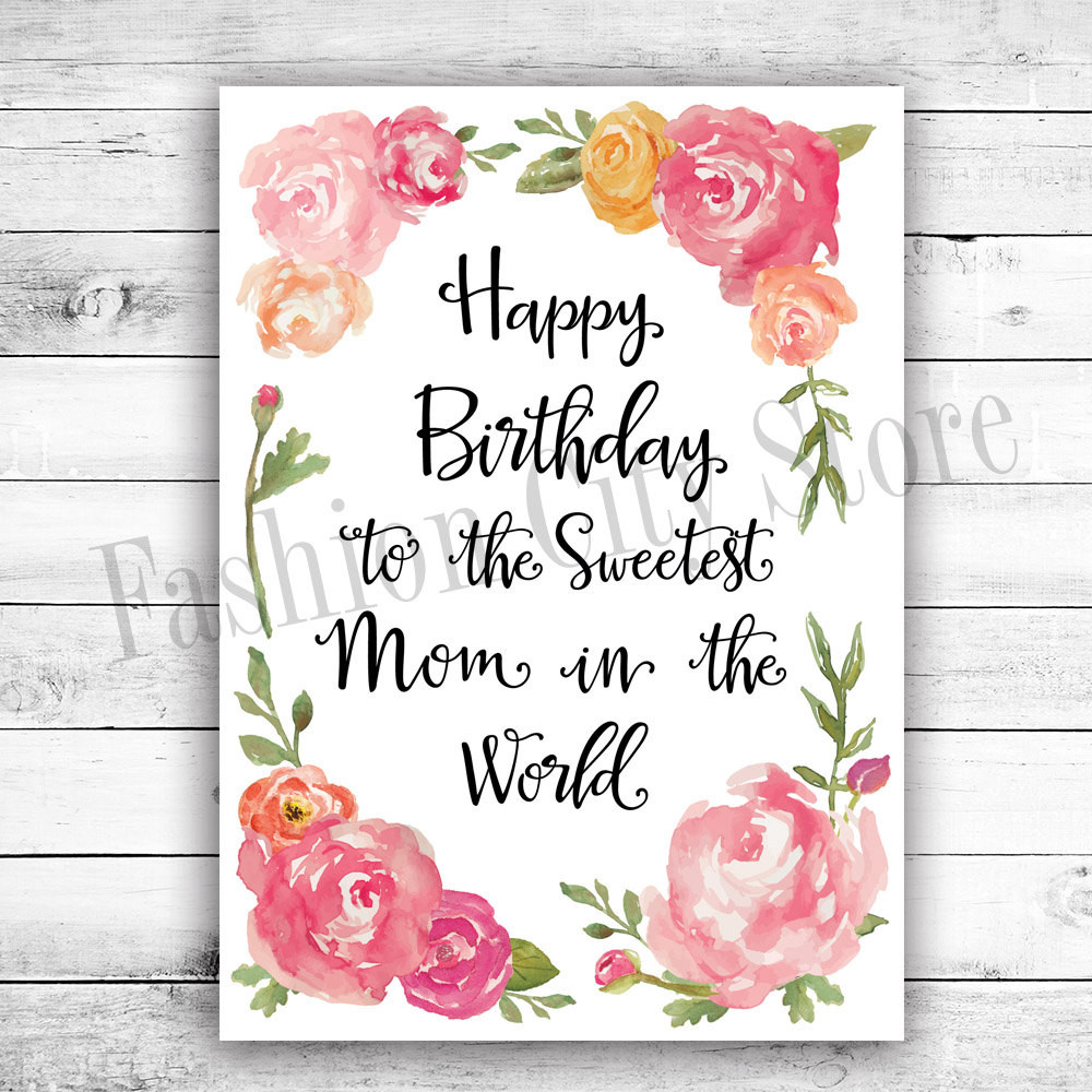 Happy Birthday Card For Mom
 Happy Birthday Card for Mom Watercolor by FashionCityStore
