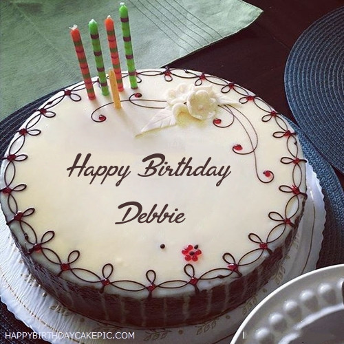Happy Birthday Debbie Cake
 Candles Decorated Happy Birthday Cake For Debbie