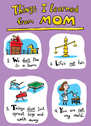 Happy Birthday Funny Mom
 Funny Birthday Ecard "Things I Learned From Mom Birthday