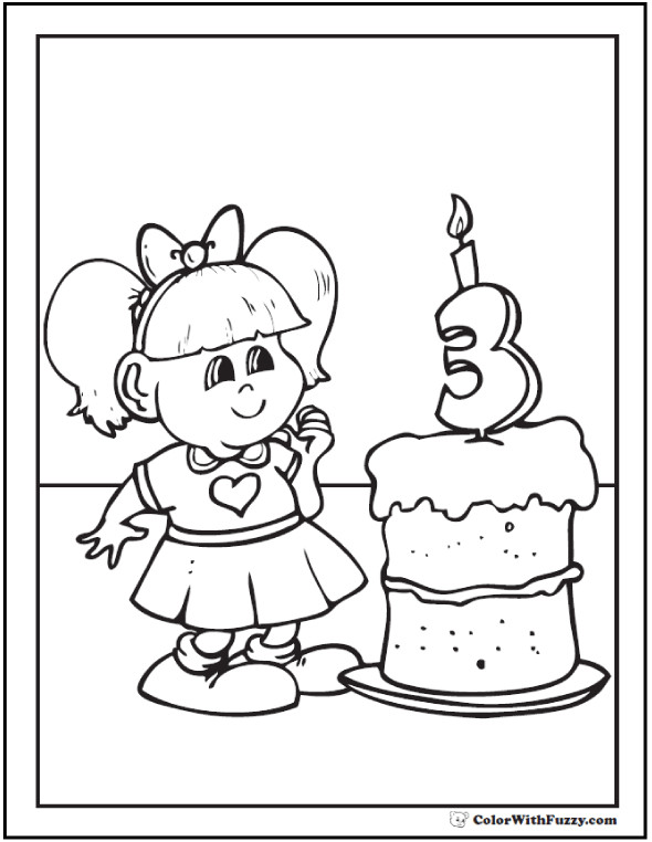 Happy Birthday Girl Coloring Pages
 55 Birthday Coloring Pages Customizable PDF
