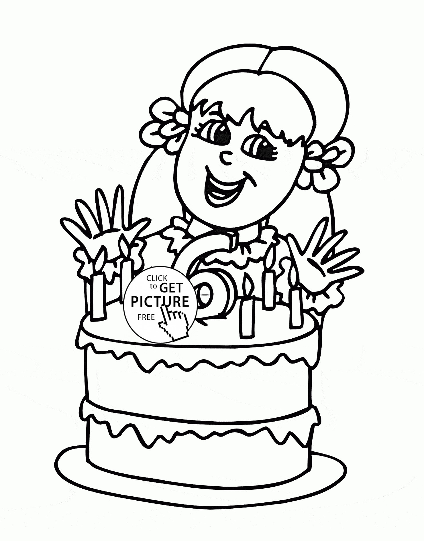 Happy Birthday Girl Coloring Pages
 Happy 6th Birthday Girl coloring page for kids holiday