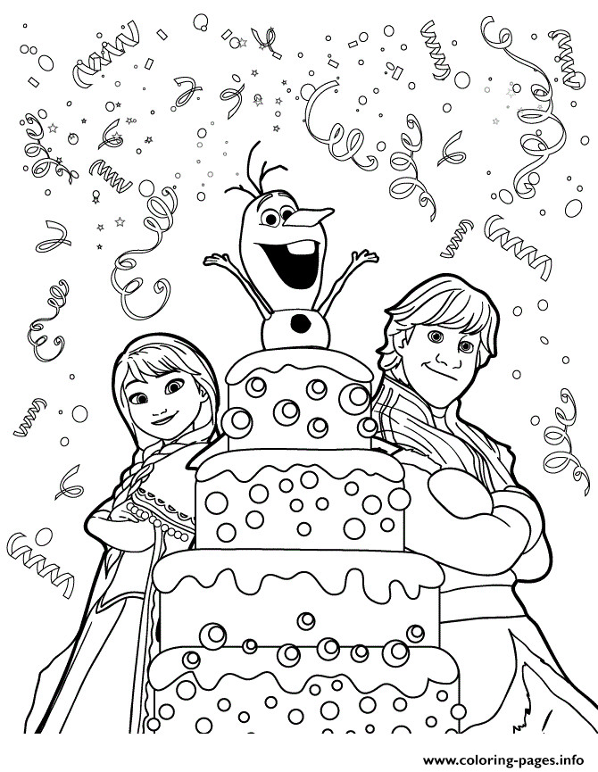 Happy Birthday Girl Coloring Pages
 Kristoff Anna Olaf Surprise Birthday Colouring Page