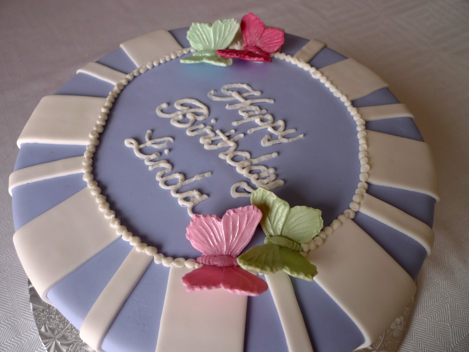 Happy Birthday Linda Cake
 Cakebee Signature Stripe Birthday cakes