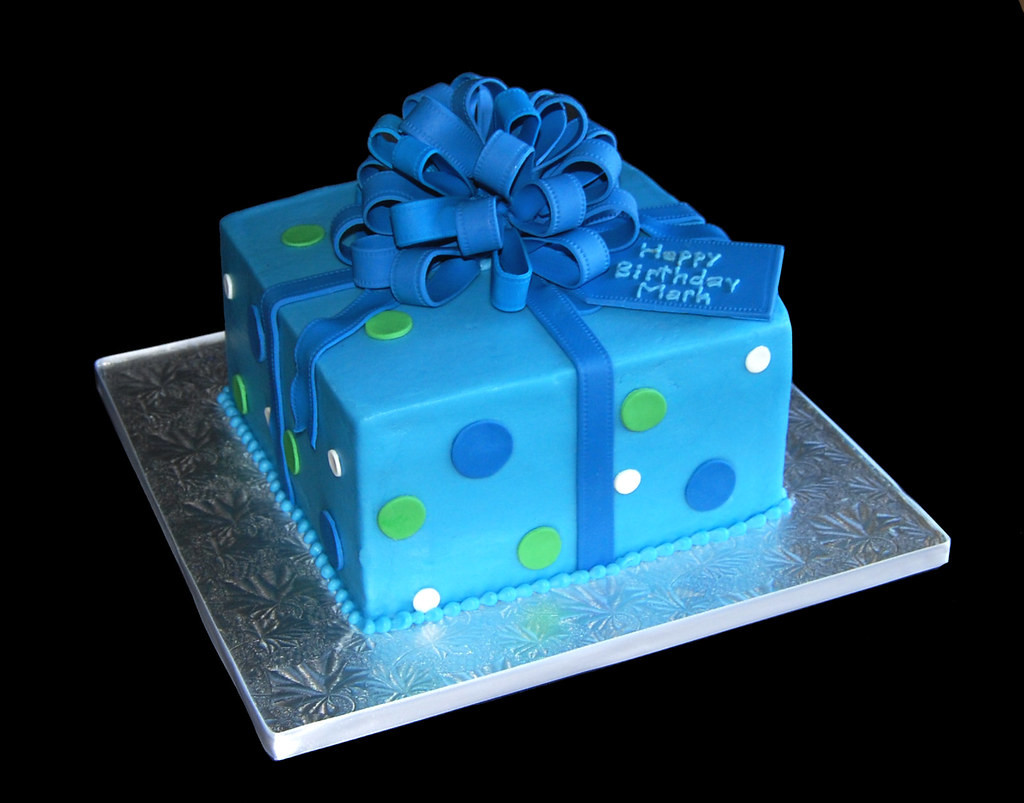 Happy Birthday Mark Cake
 Happy Birthday Mark Blue and green package cake with loo