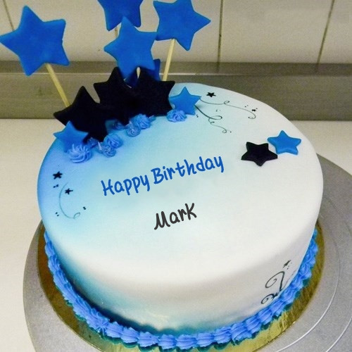 Happy Birthday Mark Cake
 Blue Stars Birthday Cake For Mark