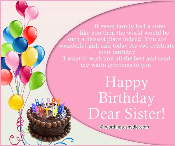 Happy Birthday Quotes For Your Sister
 Sister Birthday Messages Sisters are a best friend When