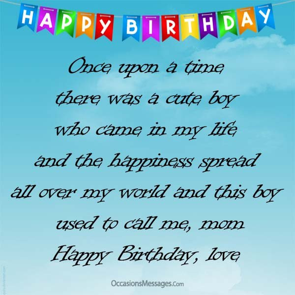Happy Birthday Son Quotes From Mom
 Birthday Wishes for Son from Mother Occasions Messages