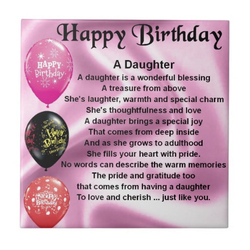 Happy Birthday Stepdaughter Quotes
 daughter poem happy birthday tile