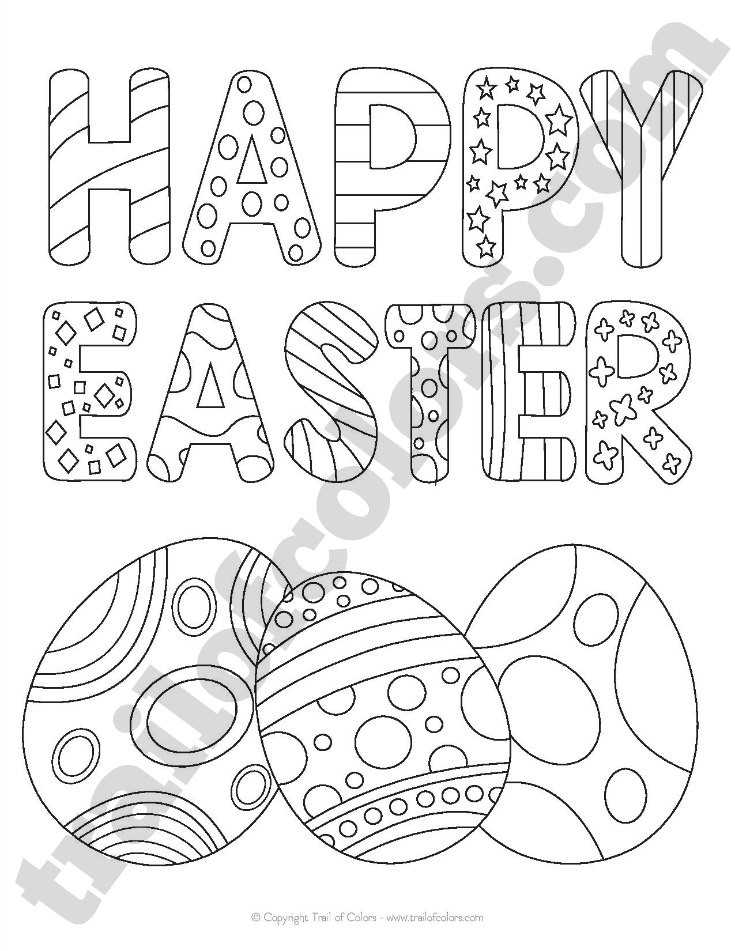 Happy Easter Coloring Pages Free Printable
 Happy Easter Coloring Page for Kids Trail Colors