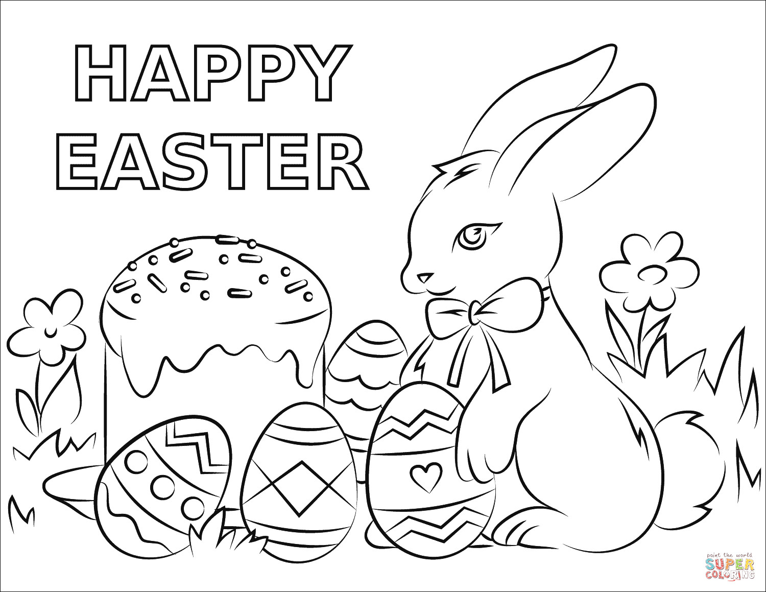 Happy Easter Coloring Pages Free Printable
 Happy Easter coloring page