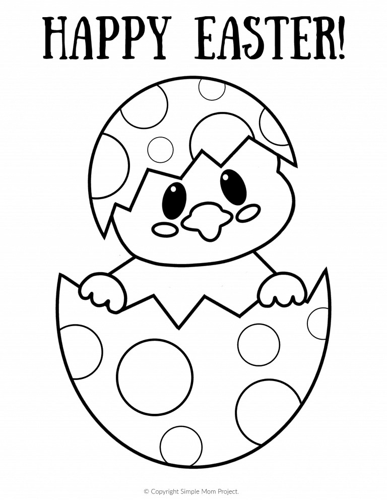 Happy Easter Coloring Pages Free Printable
 FREE Printable Easter Egg Chick Coloring Page Simple Mom