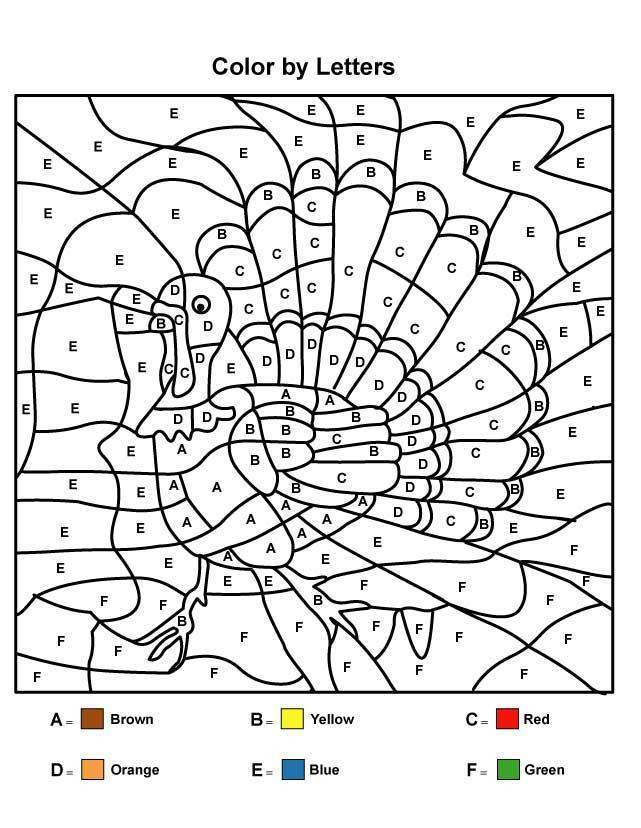 Happy Thanksgiving Coloring Pages For Boys
 Happy Thanksgiving Turkey Color by Letters Coloring Page