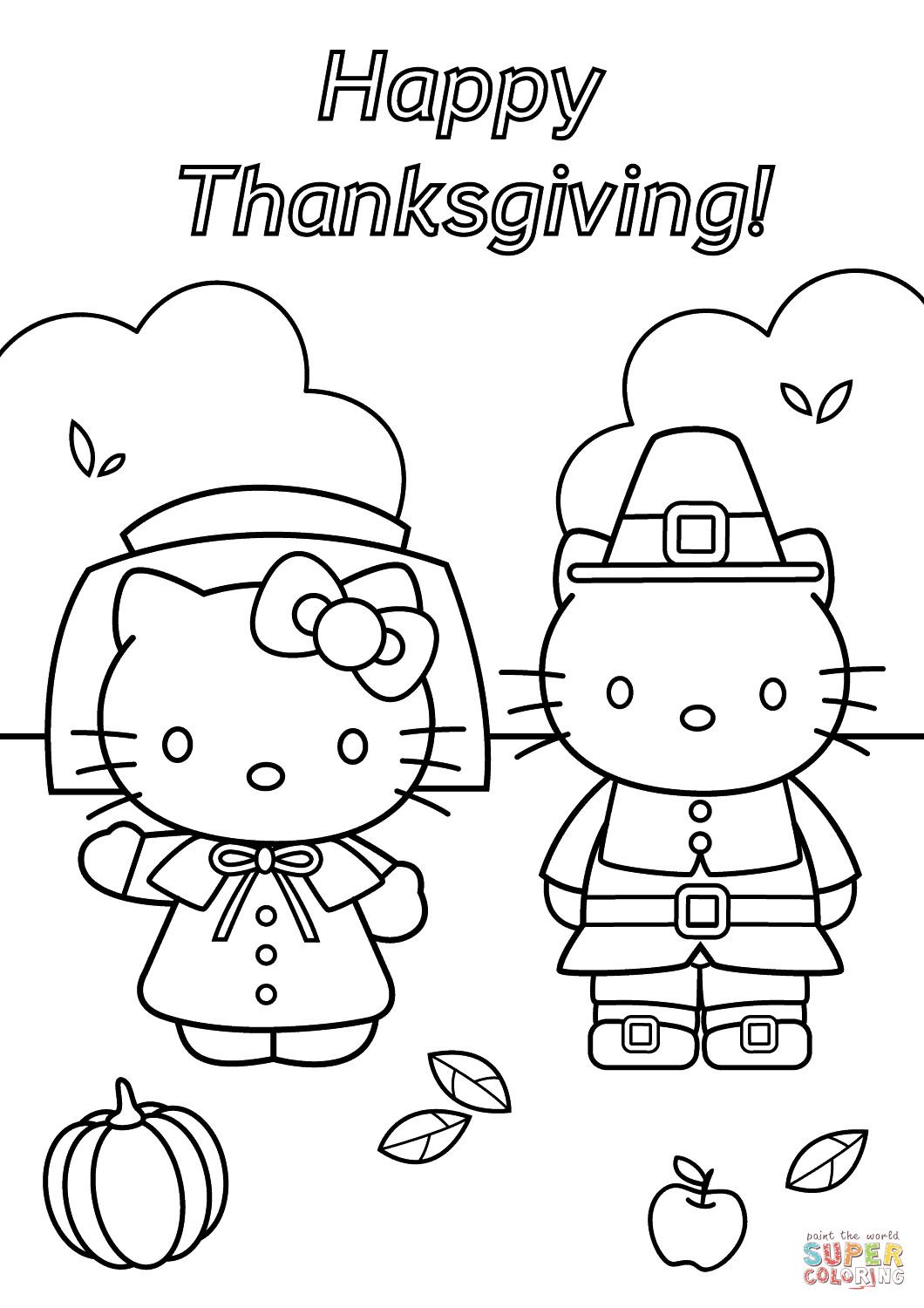 Happy Thanksgiving Coloring Pages For Boys
 Hello Kitty Thanksgiving coloring page