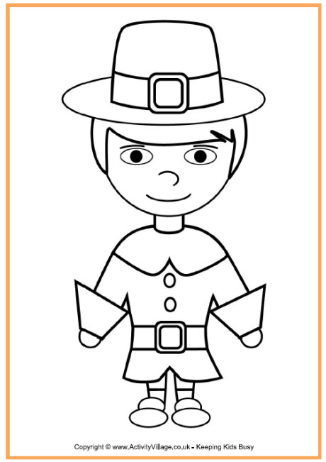 Happy Thanksgiving Coloring Pages For Boys
 Pilgrim Boy Coloring Page Giving Thanks