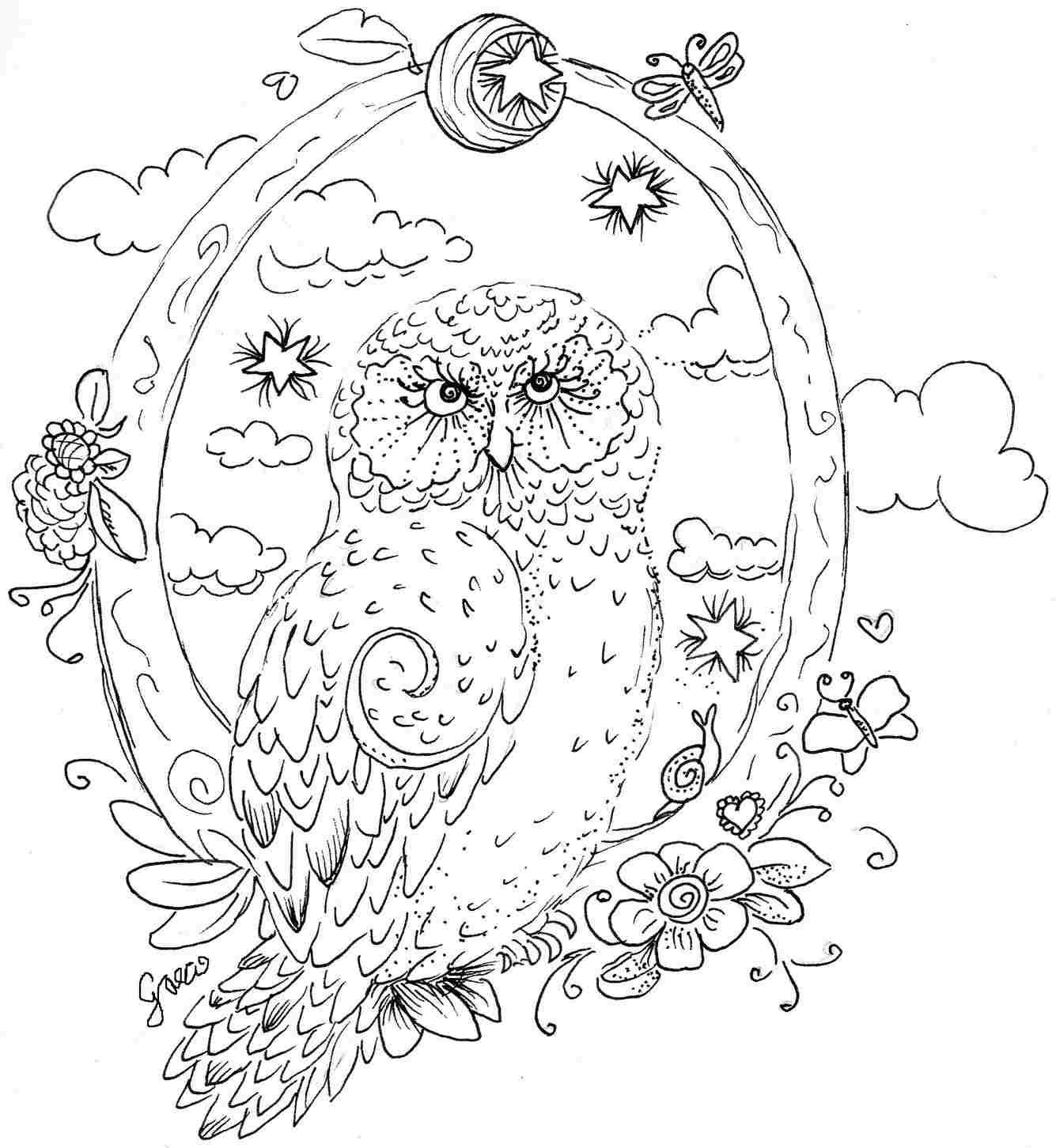 Hard Coloring Pages Of Boys
 Pics For Coloring Pages For Adults Difficult Owls