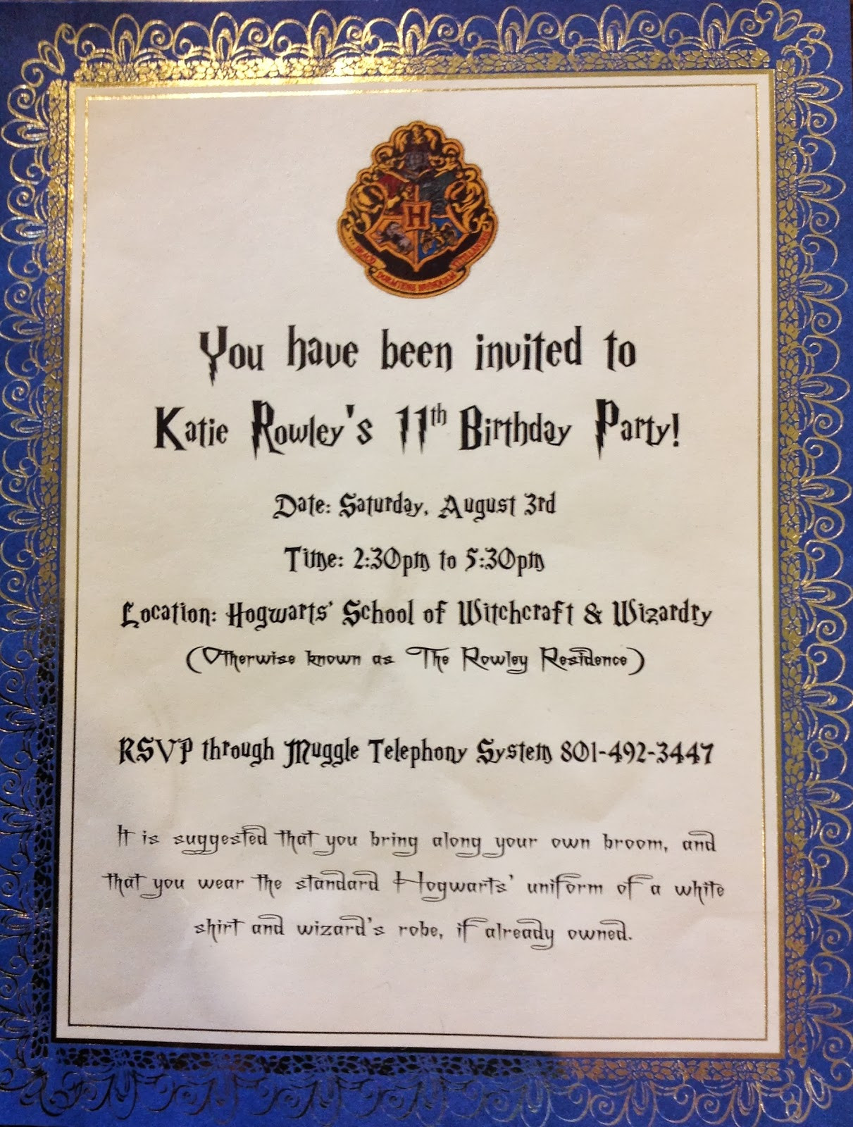 Harry Potter Birthday Invitations
 Puddle Wonderful Learning Harry Potter Birthday Party