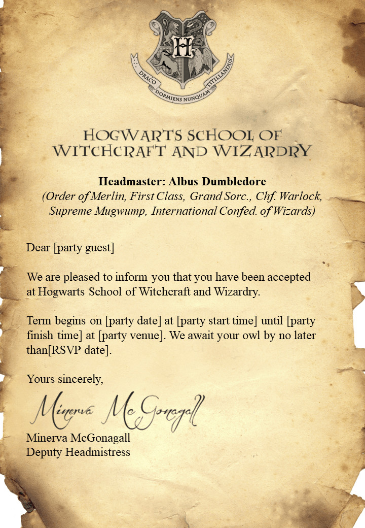 Harry Potter Birthday Invitations
 Free Harry Potter invitations edit and print