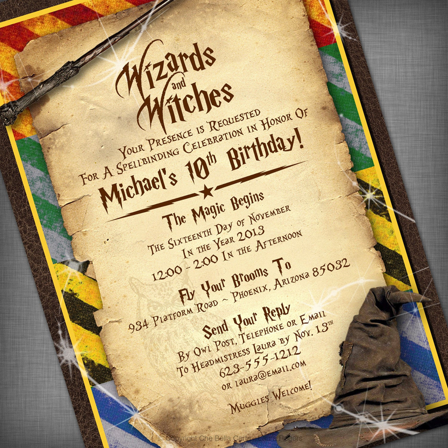 Harry Potter Birthday Invitations
 Harry Potter Inspired Witches & Wizards Printable by