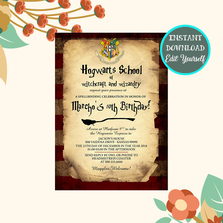 Harry Potter Birthday Invitations
 Harry Potter Birthday Invitation Harry Potter Invitation