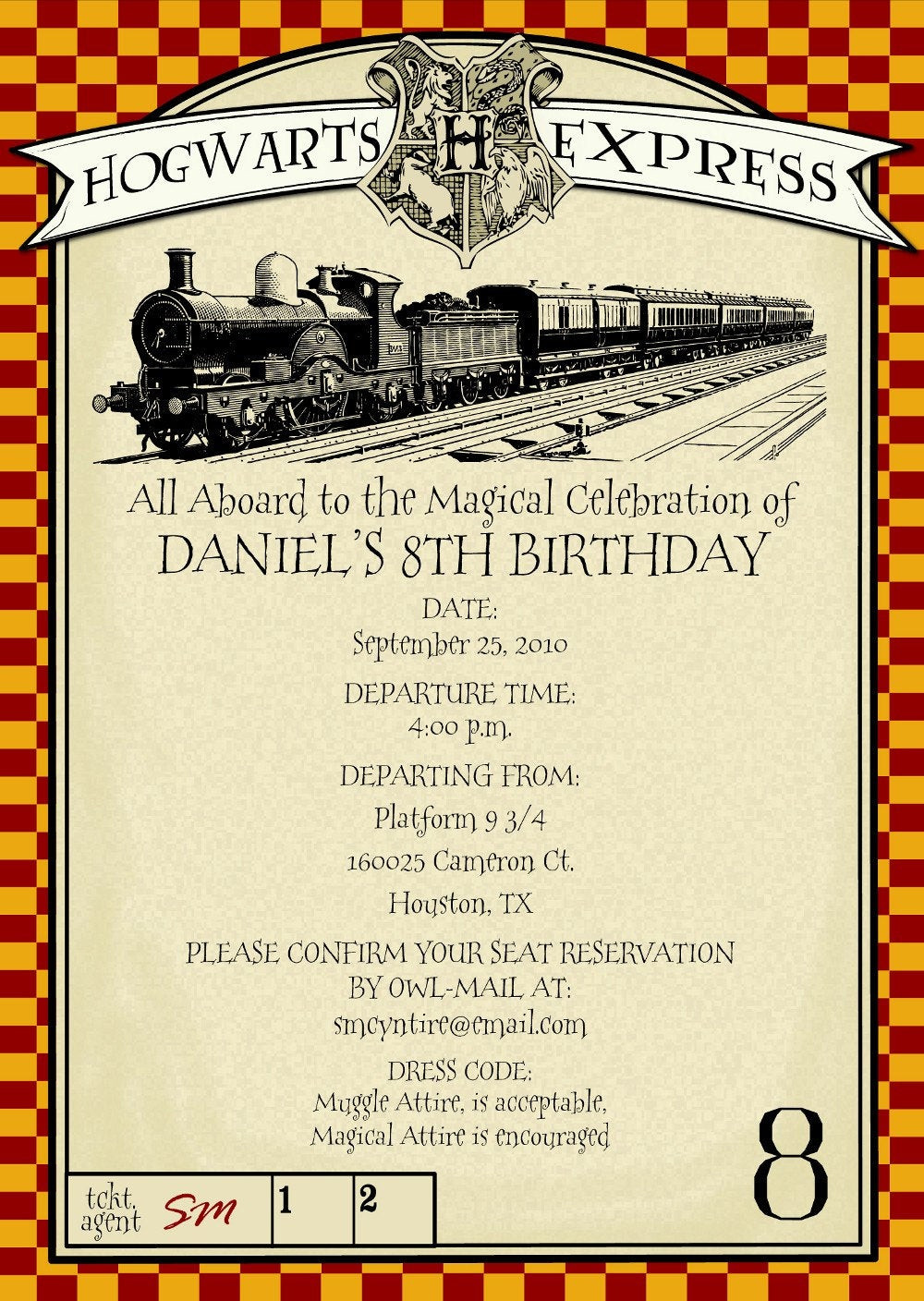 Harry Potter Birthday Invitations
 PRINTABLE Harry Potter themed party invitation by