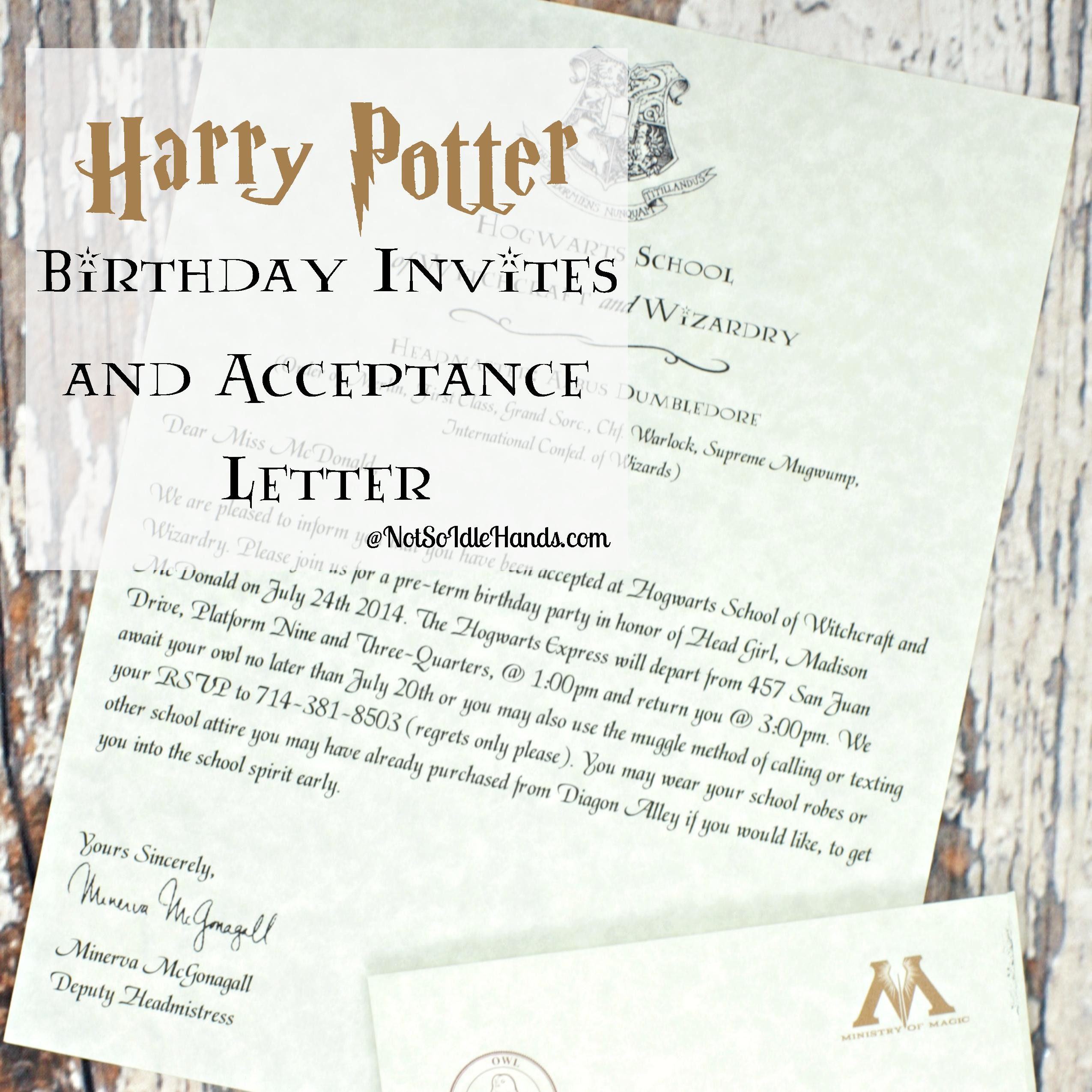 Harry Potter Birthday Invitations
 Harry Potter Birthday Invitations and Authentic Acceptance