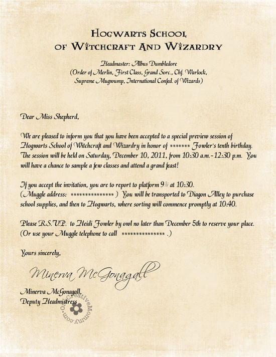 Harry Potter Birthday Invitations
 Harry Potter Party Invitations by Owl Post