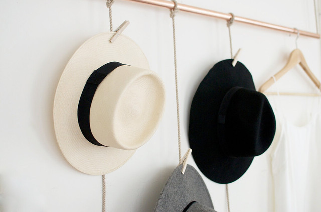 Hat Organizer DIY
 DIY Hanging Copper Hat Rack