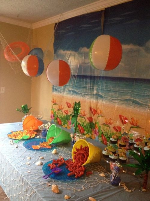 Hawaiian Beach Party Theme Ideas
 Festa Infantil Vamos para praia Ryder Birthday