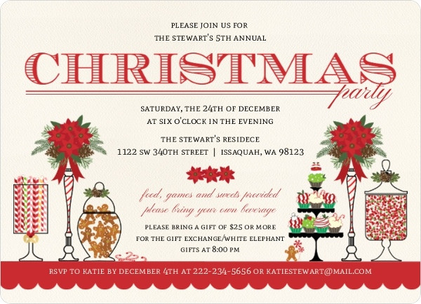 Holiday Party Invite Ideas
 Christmas Party Invitation Wording From PurpleTrail
