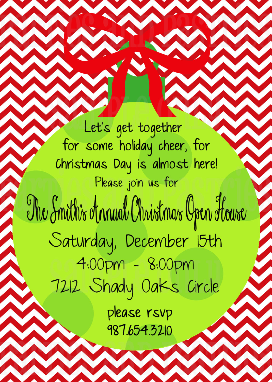 Holiday Party Invite Ideas
 CHRISTMAS OPEN HOUSE Invitation Holiday Party Invitation