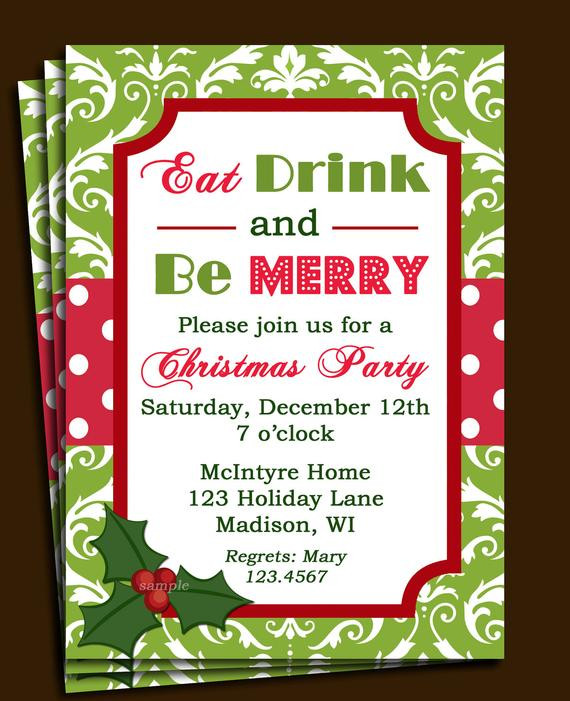 Holiday Party Invite Ideas
 Christmas Party Invitation Printable or Printed with FREE