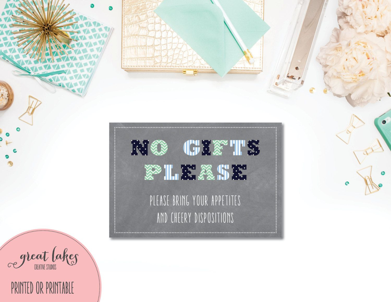 How To Say No Gifts For Birthday Party
 No Gifts Please Boys First Birthday Invitation Insert Oh